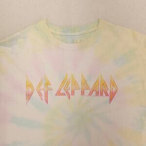 Def Leppard Band Graphic Short Sleeve Crew Neck Shirt Womens Size L Tie Dye